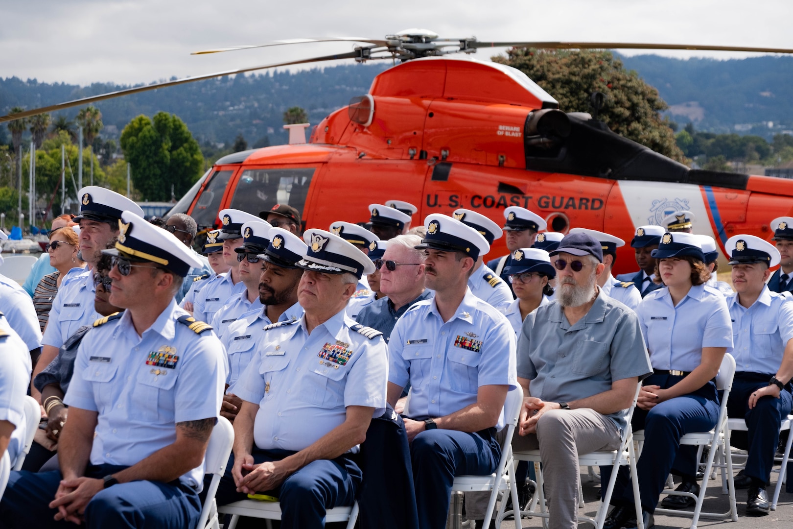 Guests attend Base Alameda change of command ceremony.