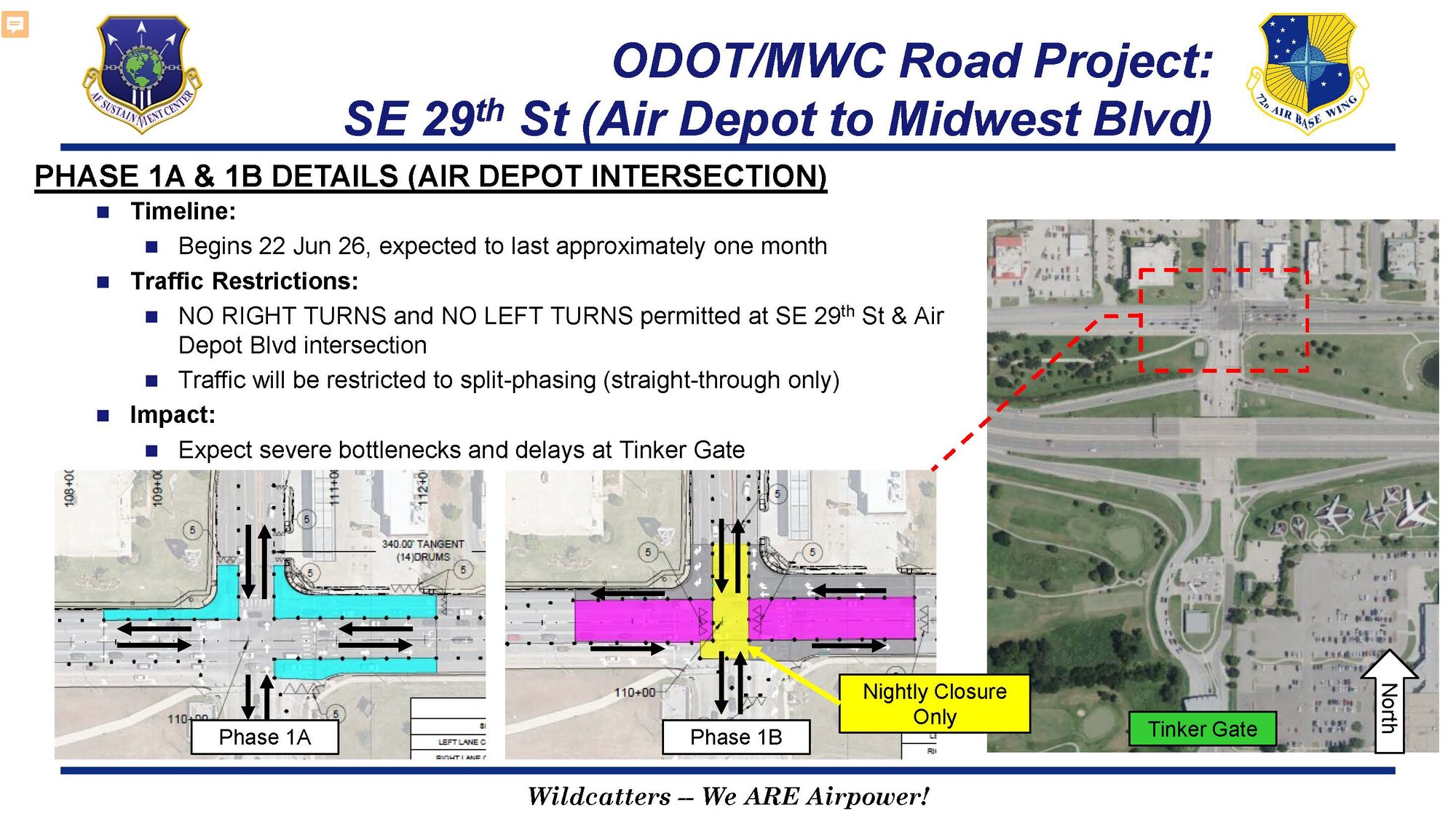 Slide depicting construction changes