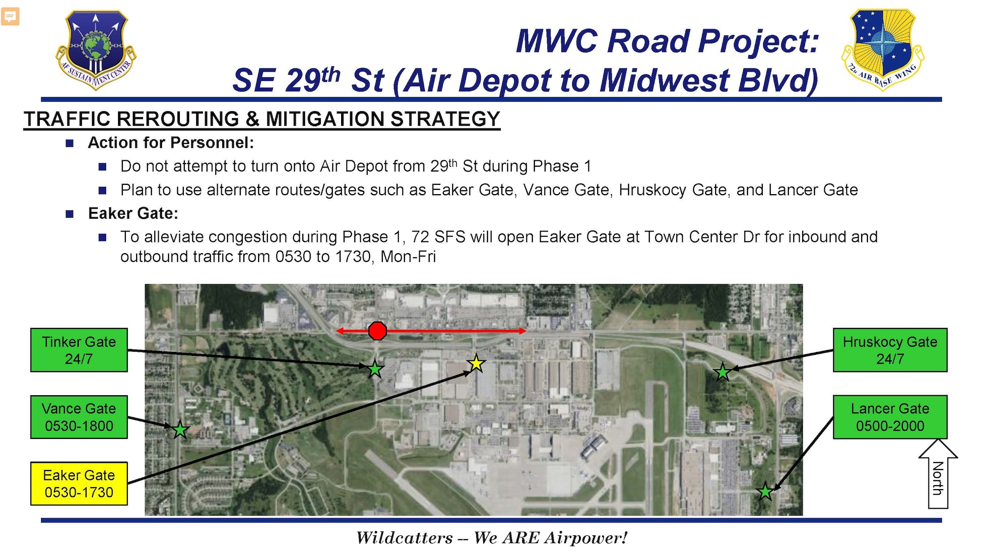 Slide depicting construction changes