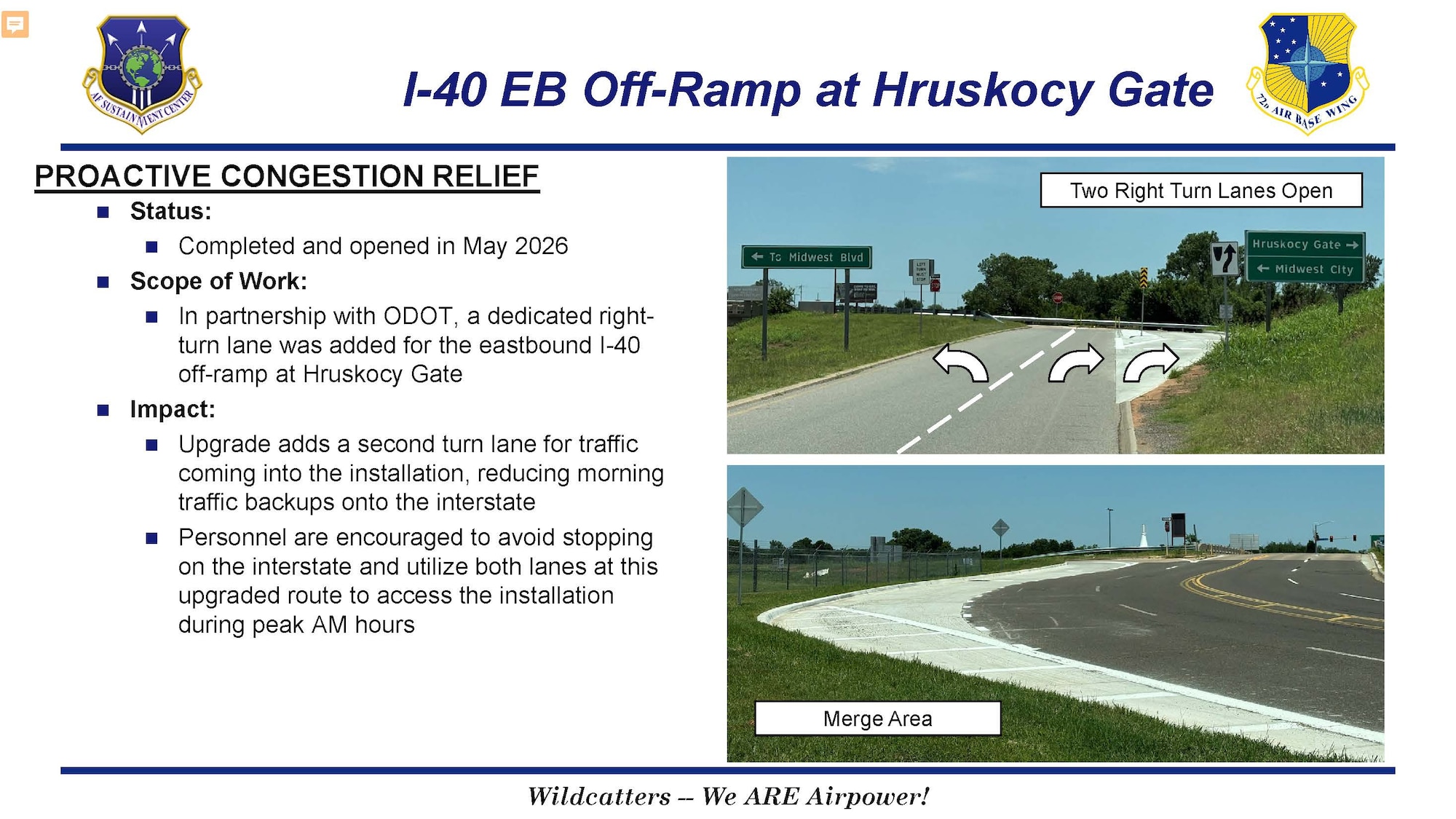 Slide depicting construction changes