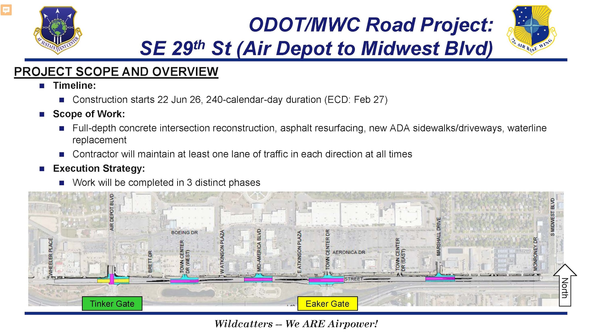 Slide depicting construction changes