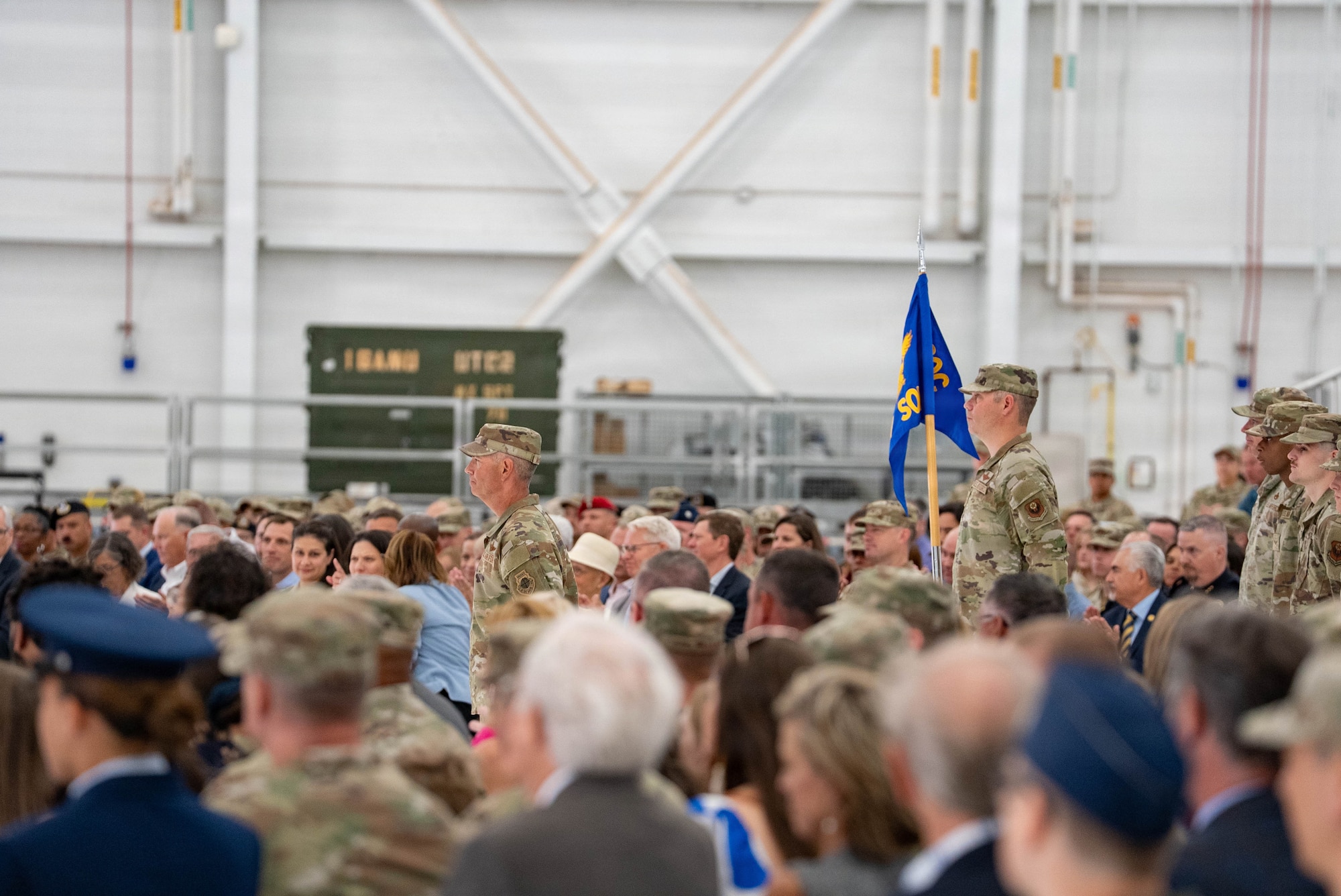U.S. Air Force Col. Jeff McMaster, 27th Special Operations Wing vice commander, left, and U.S. Air Force Chief Master Sgt. Nicholas Harrison, 27th SOW senior enlisted leader, command a formation during a change of command ceremony at Cannon Air Force Base, New Mexico, June 18, 2026. During the ceremony, U.S. Air Force Col. Robert Johnston relinquished command of the 27th SOW to U.S. Air Force Col. Brett Cassidy, marking the formal transfer of authority, responsibility and accountability from one commander to another. (U.S. Air Force photo by Airman 1st Class Reagan Stout)