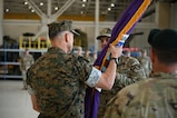 U.S. Marine Gen. Francis Donovan, commander of U.S. Southern Command, passes the Joint Task Force-Bravo guidon to U.S. Army Col. David Webb during the JTF-Bravo change of command and responsibility ceremony at Soto Cano Air Base, Honduras, June 18, 2026. The passing of the guidon represents the passing of command from the outgoing to incoming commander. (U.S. Air Force photo by Staff. Sgt. Ethan Sherwood)