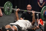 Retired U.S. Army Sgt. 1st Class Valerie Watkins participates in  the powerlifting event at the 2026 Warrior Games at the Henry B. González Convention Center in San Antonio, Texas, June 13, 2026. The 2026 Warrior Games takes place June 13-20 in San Antonio, Texas, bringing together nearly 200 wounded, ill and injured service members and veterans from the U.S. Army, Marine Corps, Navy/Coast Guard, Air Force/Space Force, and U.S. Special Operations Command to compete across multiple adaptive sports. (U.S. Army photo by Staff Sgt. Deonte Rowell)