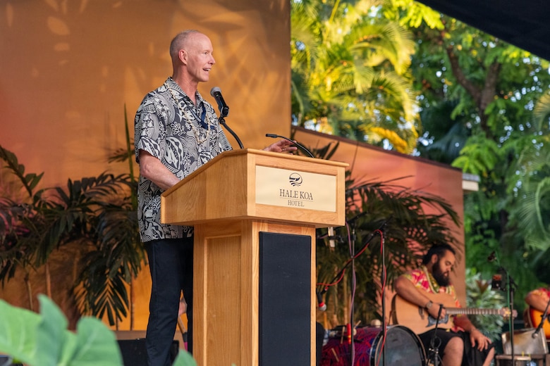 U.S. Marine Corps Lt. Gen. James F Glynn, the commander of U.S. Marine Corps Forces, Pacific, delivers remarks during a luau dinner at the Pacific Amphibious Leaders Symposium 2026 in Honolulu, Hawaii, June 17, 2026. Bringing together experts and leaders from across the Indo-Pacific, PALS fosters collaboration among allied and partner amphibious and maritime forces to share knowledge and recent operational insights. This year was the 12th iteration of the symposium and hosted senior leaders from 25 participating nations who are committed to a free and open Indo-Pacific, with the objective of strengthening and developing regional relationships. (U.S. Marine Corps photo by Lance Cpl. Roger-Junior Annoh)
