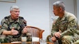 Rear Adm. Guillaume Pinget, commander of the French Armed Forces in French Polynesia, speaks with Maj. Gen. Lance Okamura, deputy commanding general of U.S. Army Pacific–Homeland Affairs, during an office call following a distinguished visitor day for Exercise MARARA 26 in Tahiti, French Polynesia, June 16, 2026.