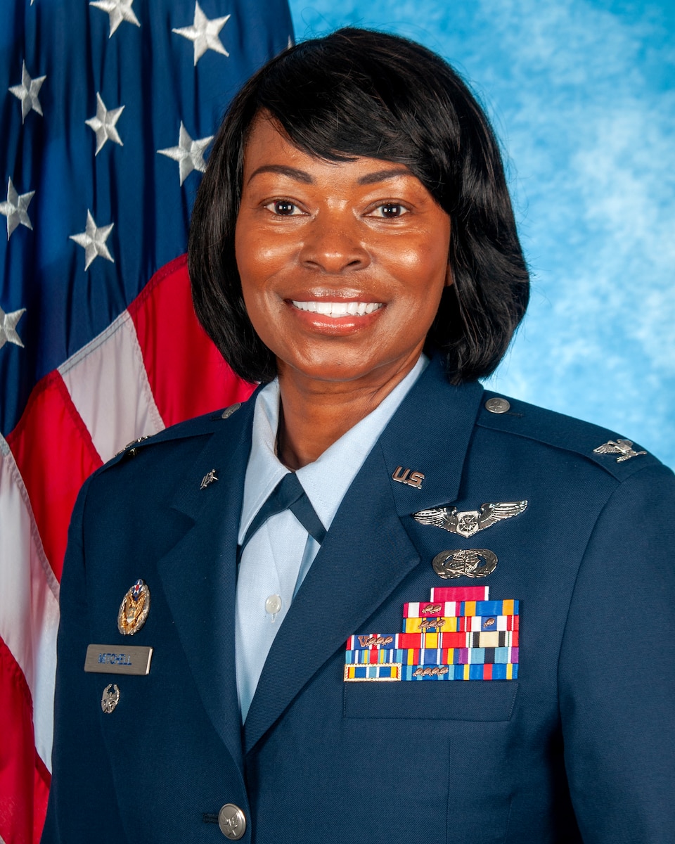 U.S. Air Force Col. Selicia M. Mitchell, deputy commander of the 145th Airlift Wing, pose for an official photo at the Charlotte Air National Guard Base, N.C., June 8, 2025.