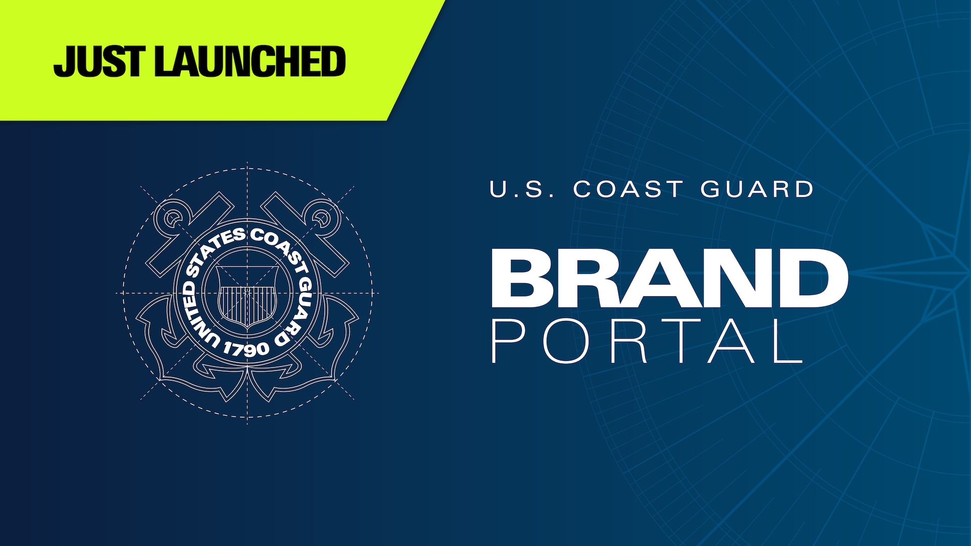 A title card for the USCG Brand Portal Website.