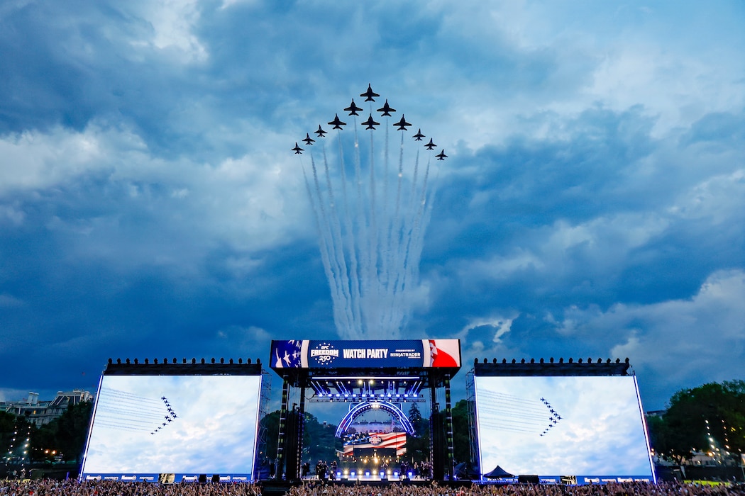 Thunderbirds and Blue Angels flyover.