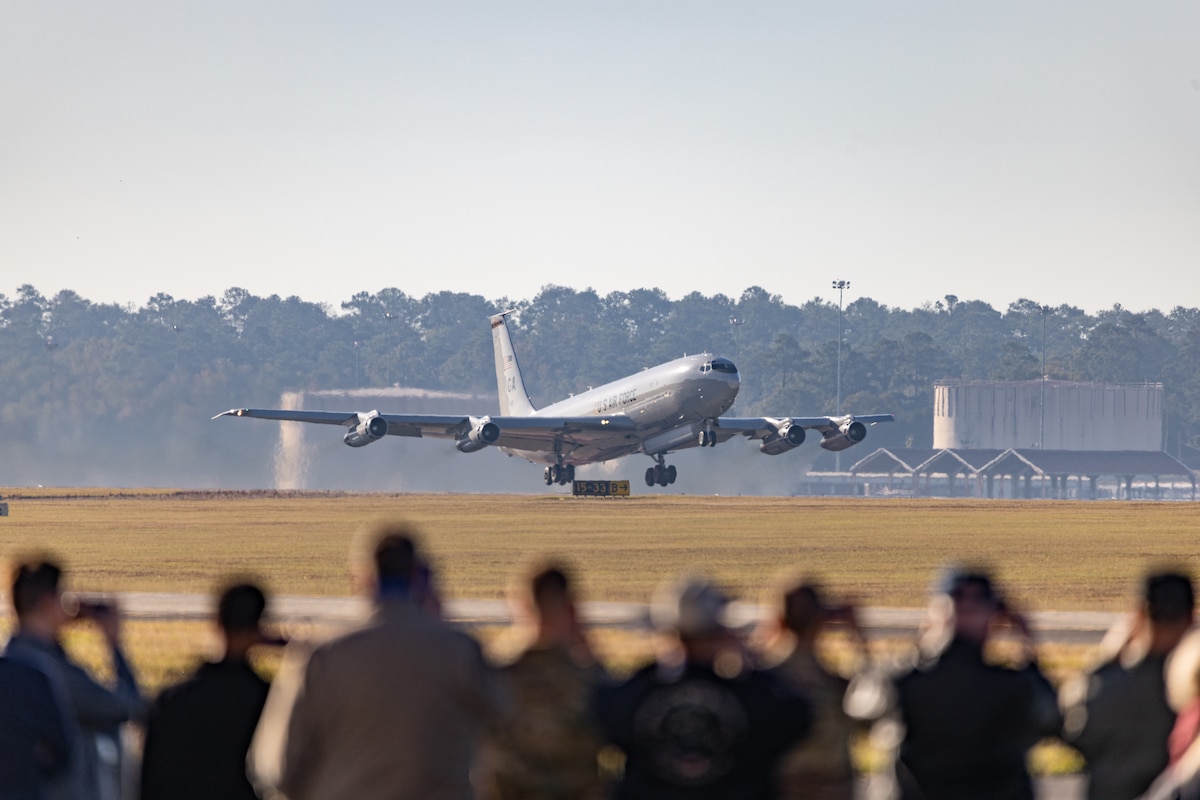 Airplane landing on an airfield