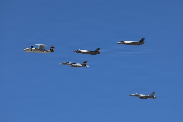 Aircraft conduct a flyover during NASCAR San Diego Weekend