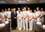 Vice Adm. Yvette Davids, Deputy Chief of Naval Operations for Intelligence, Operations, Strategy, and Force Development, and Rear Adm. Toshiyuki Hirata, Japan Maritime Self-Defense Force Director General, Operations and Plans Department, pose with senior maritime leaders during the U.S. Navy-JMSDF Strategic Dialogue at the Pentagon, June 17, 2026. The dialogue reinforced the two navies’ long-standing partnership and shared commitment to maritime cooperation, interoperability, and readiness in support of a free and open Indo-Pacific (U.S. Navy photo by Mass Communication Specialist 1st class Jonathan M. Wideman)