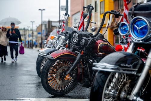 Motorcycles on display during American Day.