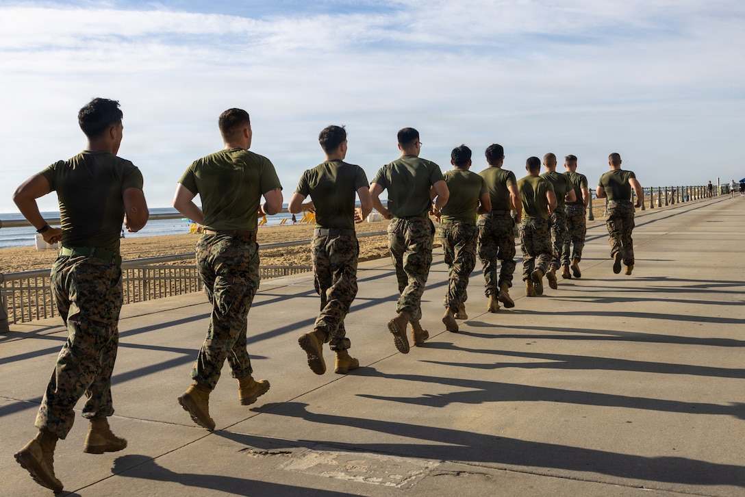 U.S. Marines with Special Purpose Marine Air-Ground Task Force Sail 250, conduct’s physical training as part of SAIL250 in Norfolk, Virginia, June 20, 2026. Fleet Week Norfolk and SAIL250 Virginia celebrate America’s maritime heritage and the nation’s 250th anniversary by bringing together U.S. and international ships, Marines, Sailors, and community partners throughout Hampton Roads. (U.S. Marine Corps photo by Lance Cpl. Donovan Pimentel)
