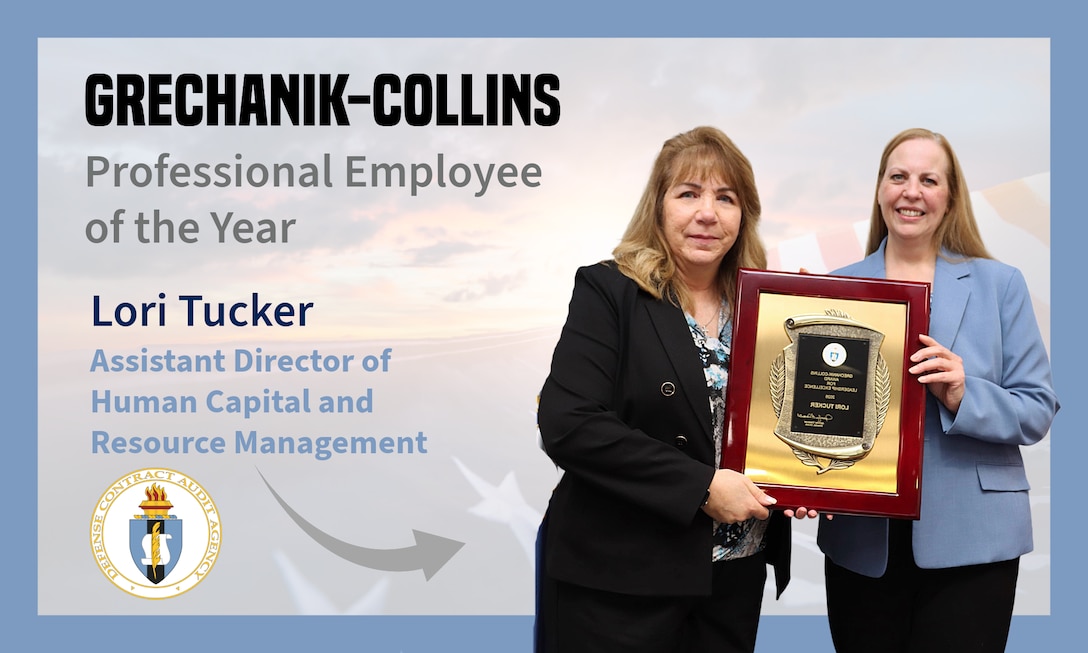 Photo of DCAA Director Jennifer Desautel and Lori Tucker with the award.