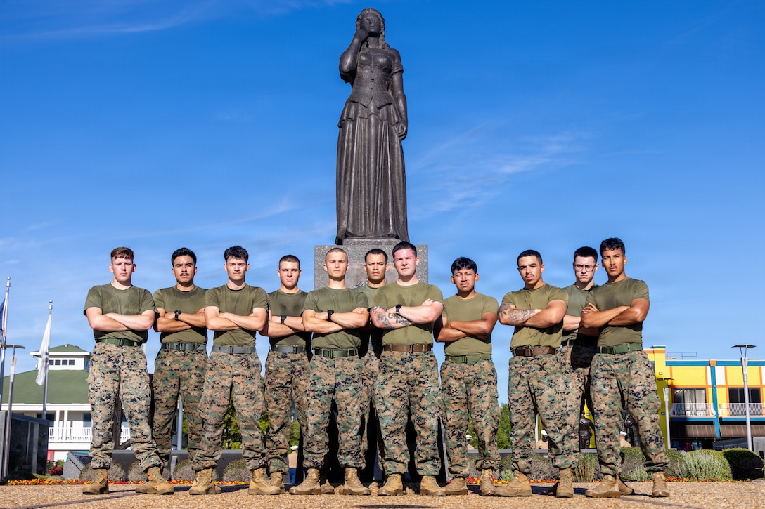 U.S. Marines with Special Purpose Marine Air-Ground Task Force Sail 250, pose for a group photo as part of SAIL250 in Norfolk, Virginia, June 20, 2026. Fleet Week Norfolk and SAIL250 Virginia celebrate America’s maritime heritage and the nation’s 250th anniversary by bringing together U.S. and international ships, Marines, Sailors, and community partners throughout Hampton Roads. (U.S. Marine Corps photo by Lance Cpl. Donovan Pimentel)