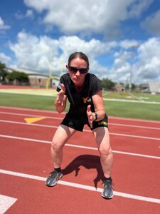 U.S. Army Staff Sgt. Brittany Ramsey poses for a photo during field training for the 2026 Warrior Games in San Antonio, Texas, June 9, 2026. Adaptive sports help wounded, ill and injured service members improve physical fitness while rebuilding confidence and resilience.