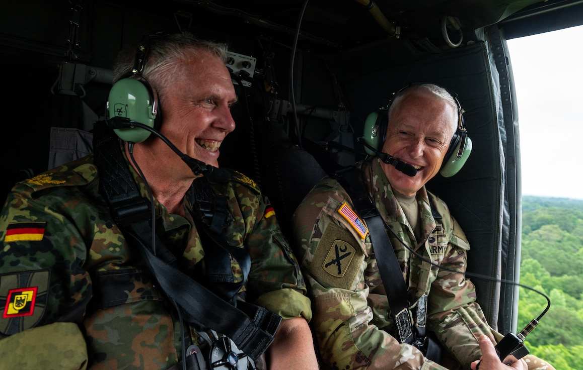 German visit, fly in helicopter