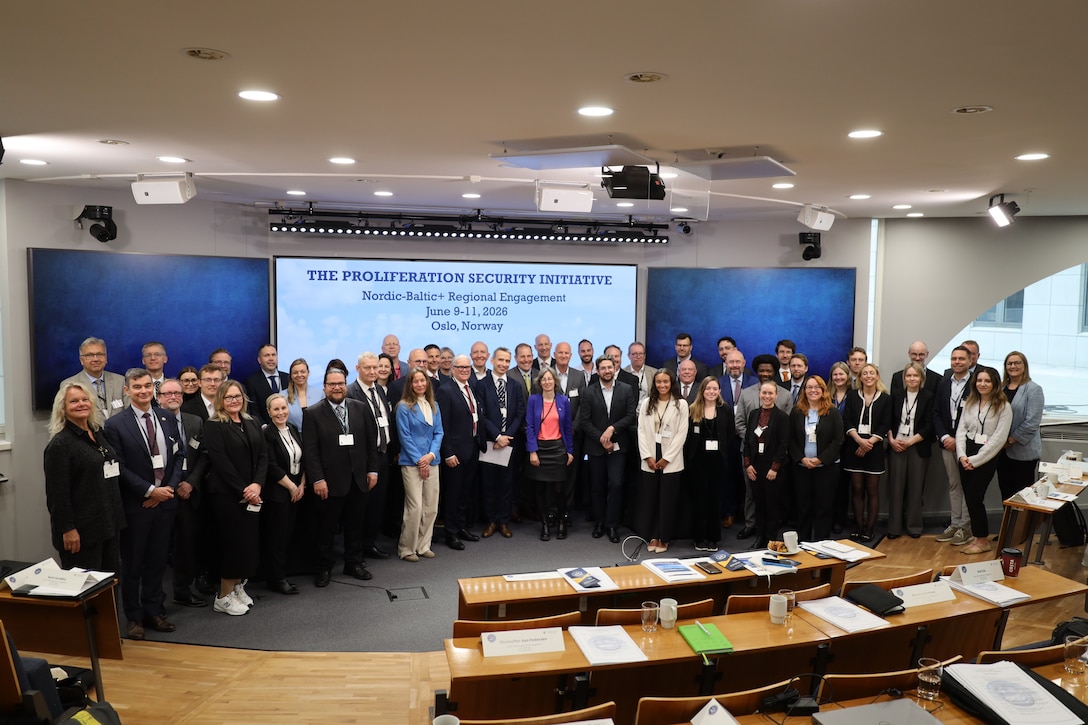 Group photo of participants at the Nordic-Baltic + Regional Proliferation Security Initiative (PSI) Engagement on June 9-11, 2026, in Oslo, Norway.