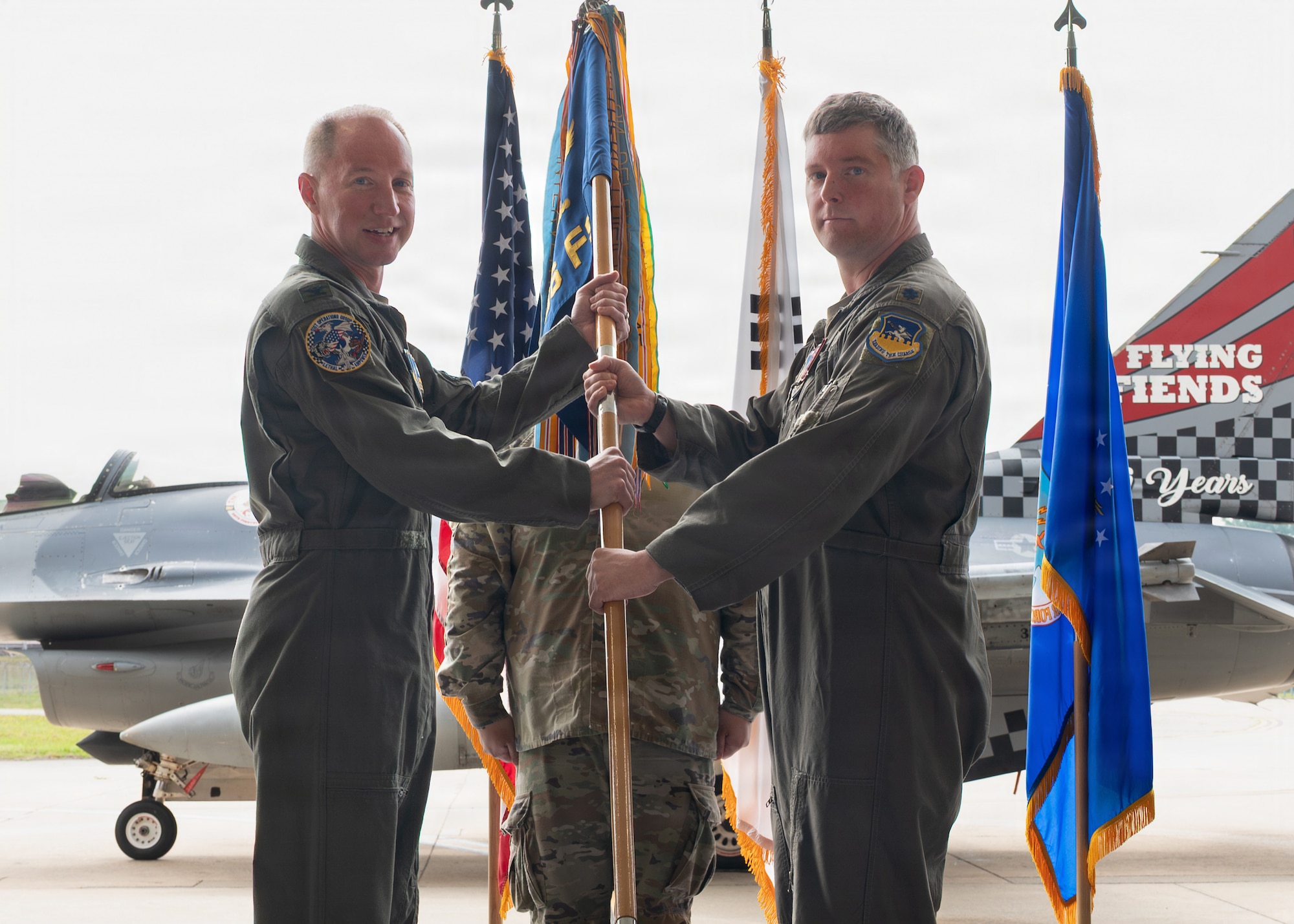 A guidon is passed.