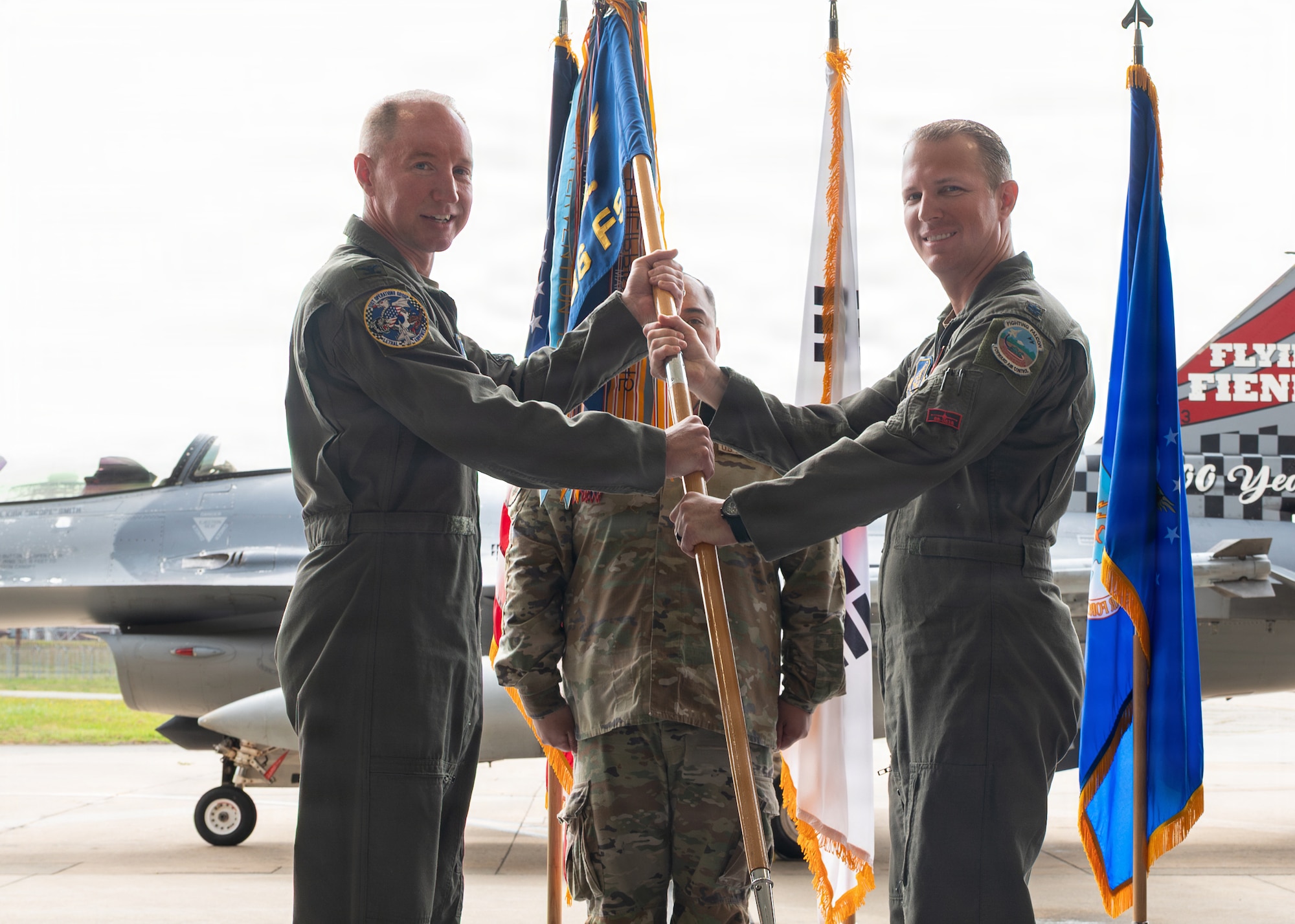 A guidon is passed.