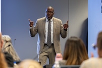 Gennaro Penn, U.S. Army Financial Management Command Military Pay Operations director, provides guidance during a military pay operations forum at the Maj. Gen. Emmett J. Bean Federal Center in Indianapolis June 23, 2026. During the 3-day forum, Army military pay office directors from around the world gathered together with subject matter experts and leaders from USAFMCOM, the Defense Finance and Accounting Service, and other Army organizations. (U.S. Army photo by Mark R. W. Orders-Woempner)