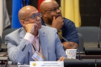 U.S. Army Financial Management Command Army military pay office directors listen during a military pay operations forum at the Maj. Gen. Emmett J. Bean Federal Center in Indianapolis June 23, 2026. During the 3-day forum, Army military pay office directors from around the world gathered together with subject matter experts and leaders from USAFMCOM, the Defense Finance and Accounting Service, and other Army organizations. (U.S. Army photo by Mark R. W. Orders-Woempner)