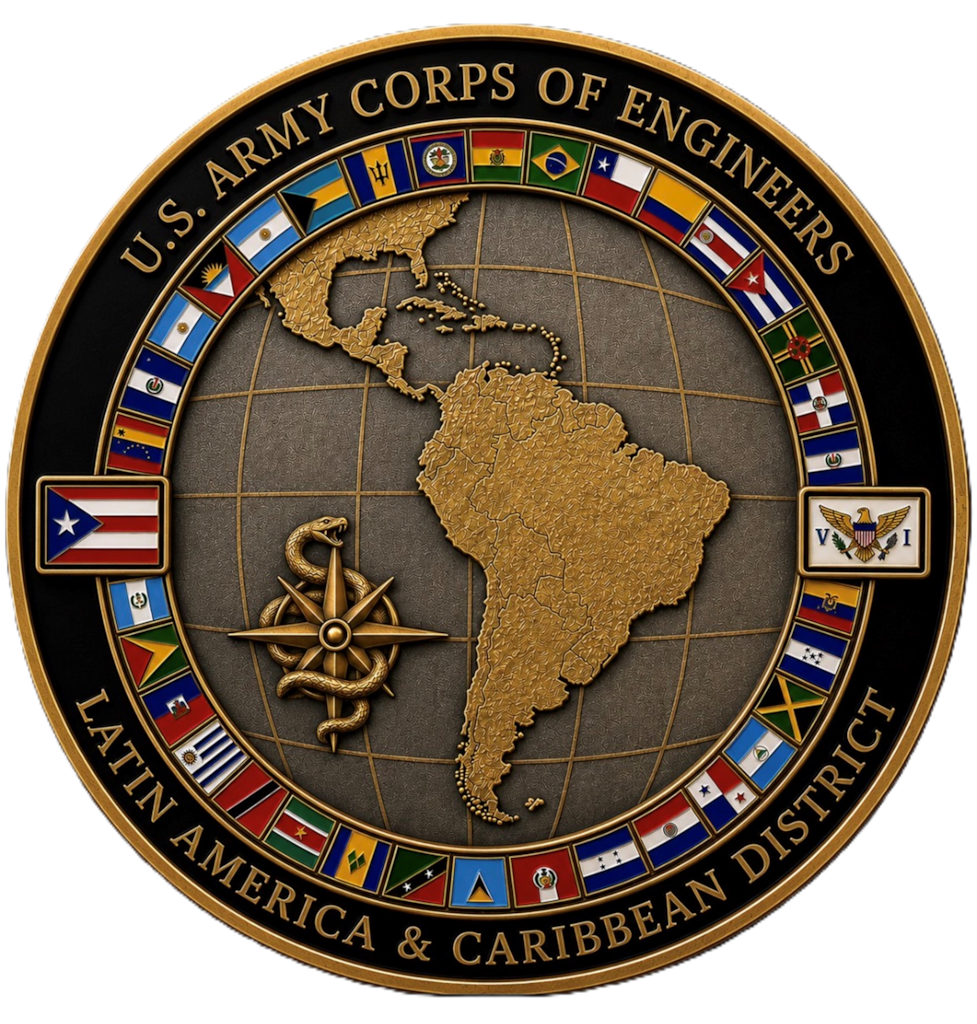 The newly redesignated U.S. Army Corps of Engineers Latin America & Caribbean District unveils its new unit logo following its transition from the Caribbean District on June 23, 2026, in San Juan, Puerto Rico. The redesignation reflects the district’s expanded mission under the U.S. Army Western Hemisphere Command, unifying USACE’s engineering responsibilities across Puerto Rico, the U.S. Virgin Islands, and 33 nations throughout Latin America and the Caribbean. The district now oversees a multibillion‑dollar portfolio spanning more than seven million square miles, delivering civil works, military construction, navigation, emergency response, and international support across the region.