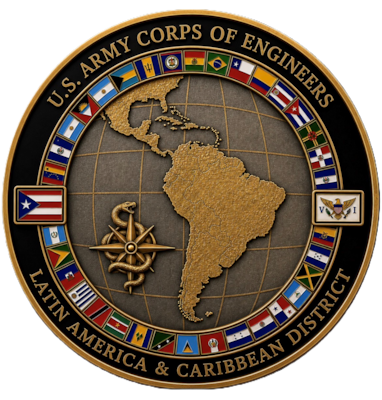 The newly redesignated U.S. Army Corps of Engineers Latin America & Caribbean District unveils its new unit logo following its transition from the Caribbean District on June 23, 2026, in San Juan, Puerto Rico. The redesignation reflects the district’s expanded mission under the U.S. Army Western Hemisphere Command, unifying USACE’s engineering responsibilities across Puerto Rico, the U.S. Virgin Islands, and 33 nations throughout Latin America and the Caribbean. The district now oversees a multibillion‑dollar portfolio spanning more than seven million square miles, delivering civil works, military construction, navigation, emergency response, and international support across the region.