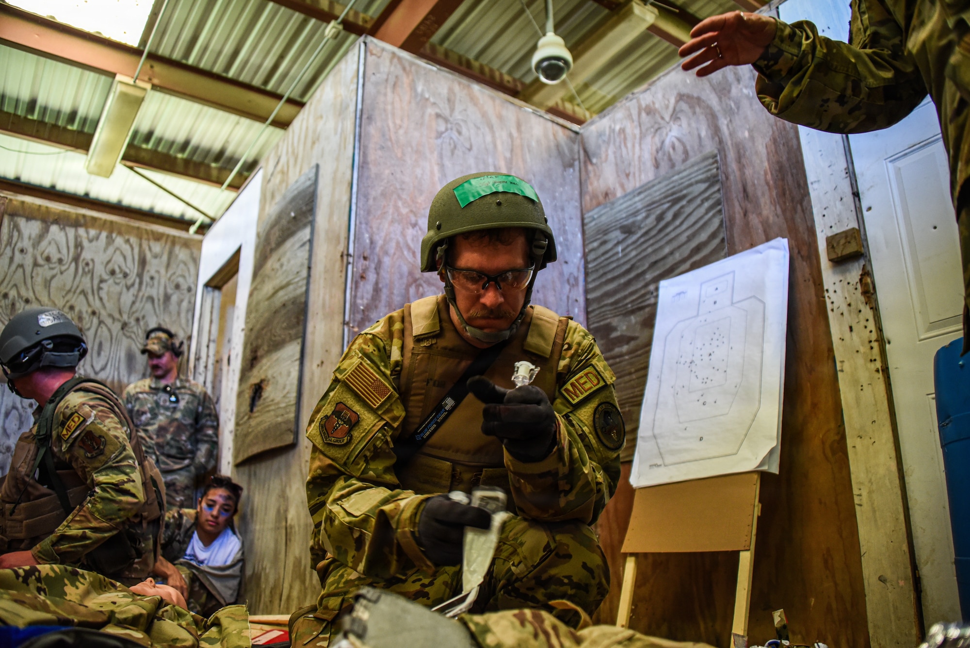 U.S. Airmen assigned to the 185th Air Refueling Wing’s Medical Group participate in the wing’s first Tactical Combat Casualty Care exercise in Sioux City Iowa, June 12, 2026.