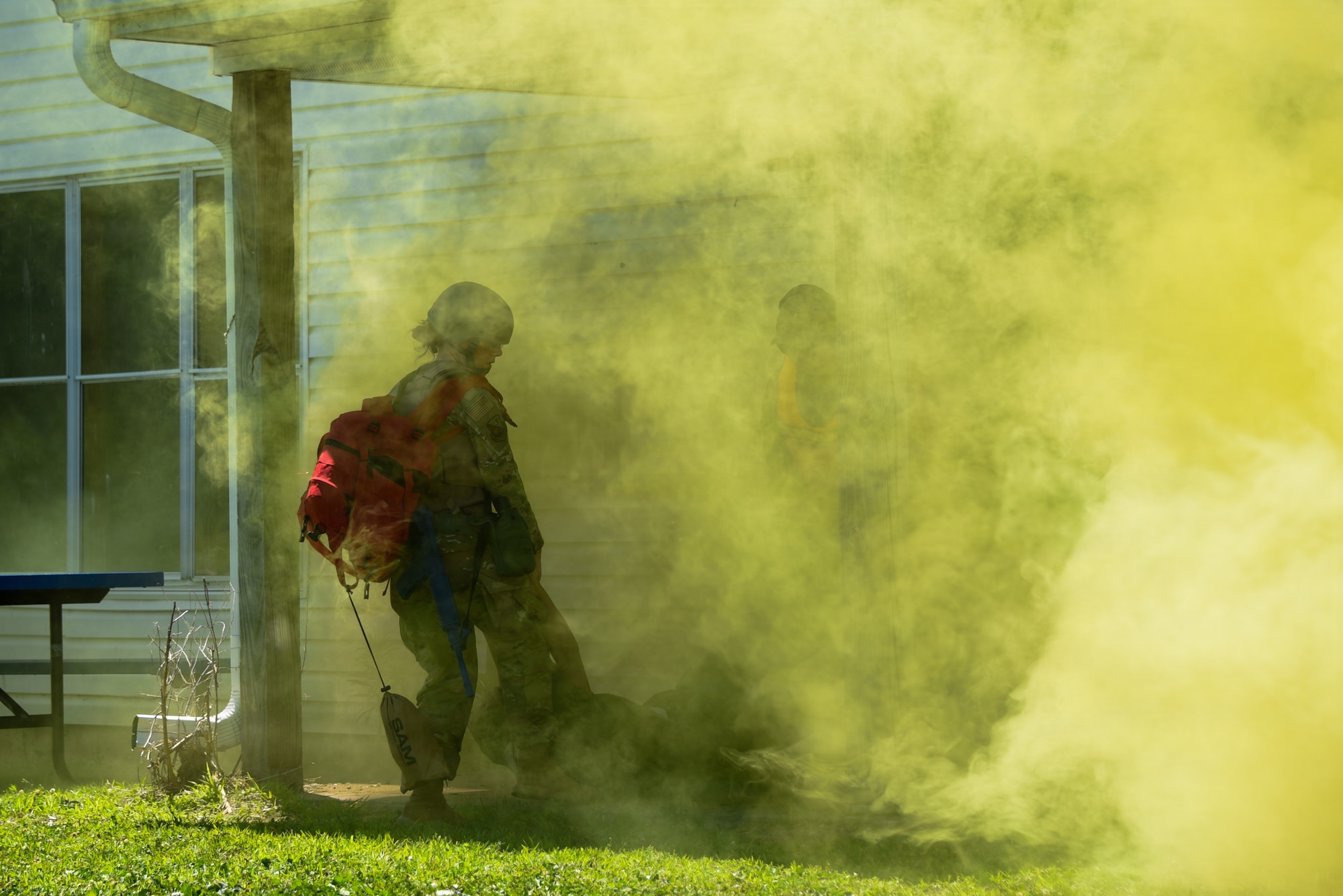 Airmen assigned to the 185th Air Refueling Wing’s Medical Group carry patients during the Wing’s first Tactical Combat Casualty Care exercise in Sioux City Iowa, June 12, 2026, in Sioux City, Iowa.