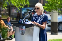 Photo of family member at podium