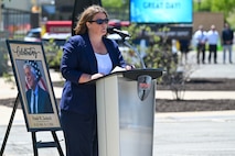 Photo of Depot Chief of Staff Kristyn Smith at podium