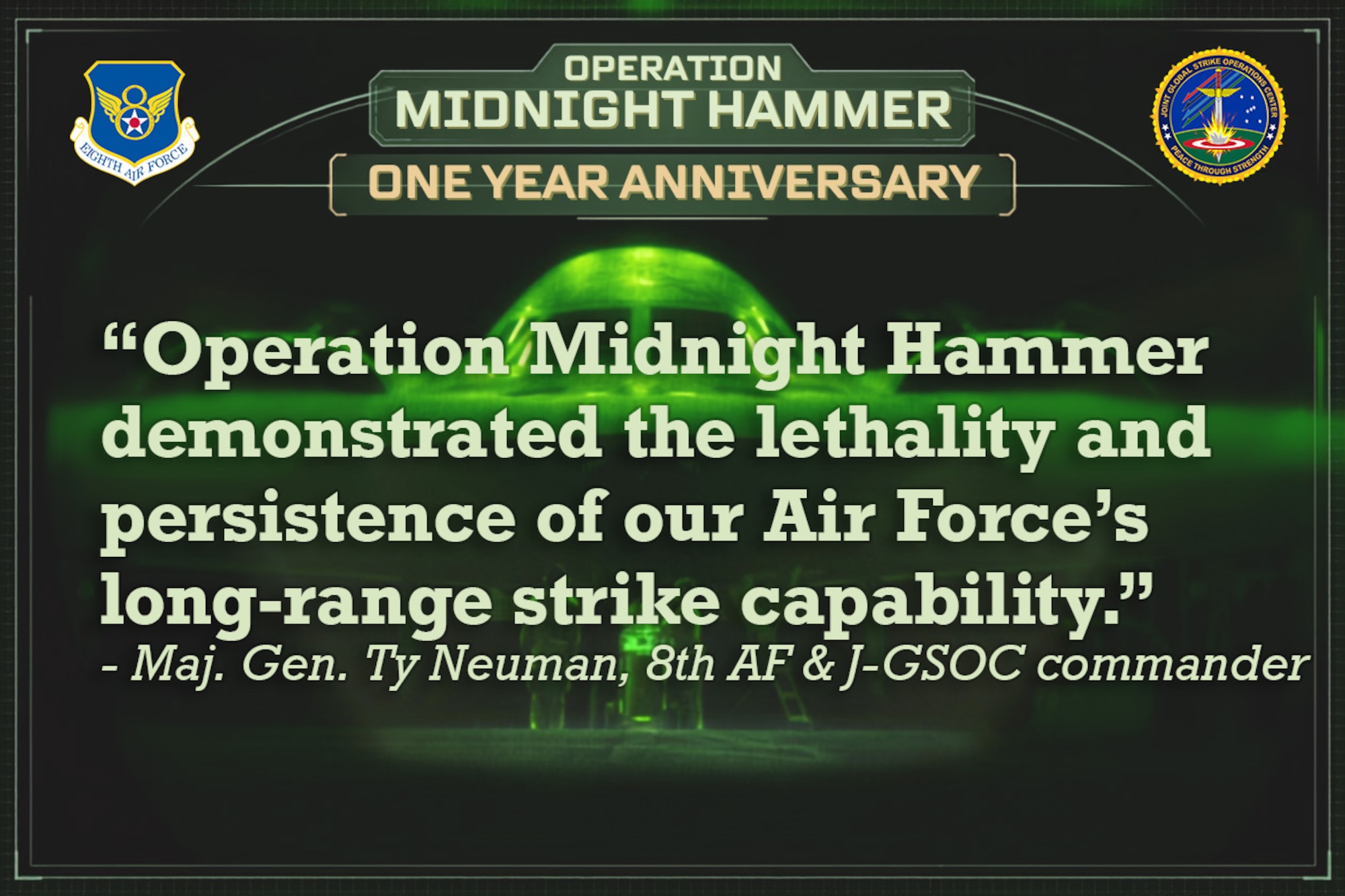 On June 24, 2025, the Operation Midnight Hammer became the largest B-2 Spirit mission in U.S. history and the largest B-2 precision strike ever conducted. (U.S. Air Force graphic by Master Sgt. Rachel Waller)