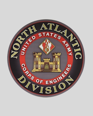 The crest of the U.S. Army Corps of Engineers, North Atlantic Division.