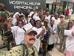 Lt. Cmdr. Patrick Marsh, assigned to Naval Hospital Jacksonville, poses for a photo with participants in his two-week Trauma Nursing and Surgical Trauma Training at the Angola Armed Forces Military Hospital in Luanda, Angola, Africa. Marsh was name-selected to lead the training. (Courtesy photo)
