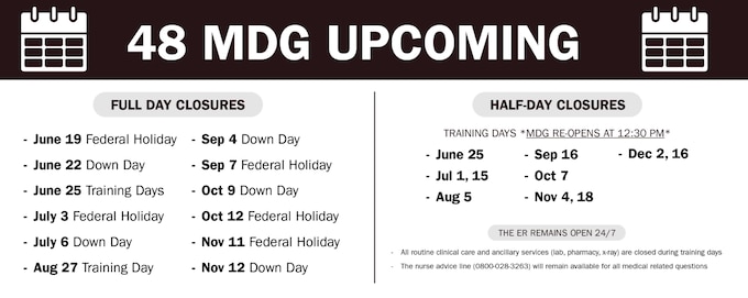 View our full day and half-day closures.