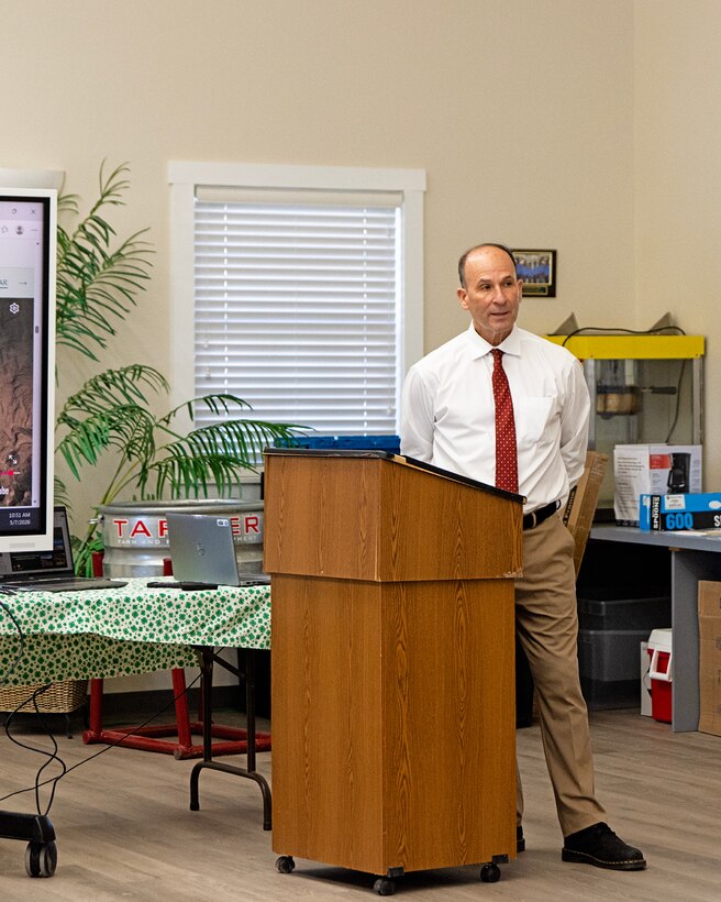 Steven Diaz, USACE Readiness Support Center, facilitates the scenario and resulting discussion during the Abiquiu Dam Safety Tabletop Exercise, May 7, 2026.