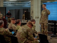 Gen. James Bartholomees, commanding general of the 25th Infantry Division and U.S. Army Hawaii, delivers opening remarks during the 2nd Mobile Brigade Tech Expo at Schofield Barracks, Hawaii, June 15, 2026