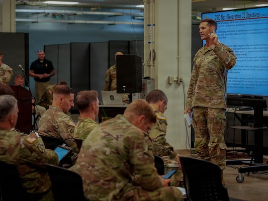 Gen. James Bartholomees, commanding general of the 25th Infantry Division and U.S. Army Hawaii, delivers opening remarks during the 2nd Mobile Brigade Tech Expo at Schofield Barracks, Hawaii, June 15, 2026