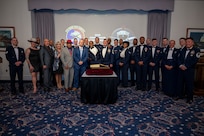 U.S. Air Force Honor Guard Order of the Praetorian inductees pose for a group photo.