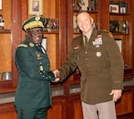 U.S. Army Maj. Gen. John R. Pippy, adjutant general of the Pennsylvania National Guard and Chief of the General Staff of the Côte d'Ivoire Armed Forces Gen. Lassina Doumbia sign the official Department of War National Guard Bureau State Partnership Program agreement during a ceremony at the 23rd Street Armory in Philadelphia, June 25, 2026. The partnership focuses on sharing operational and crisis management skills while fostering indirect economic synergies between the two regions. Photo by Wayne V. Hall.