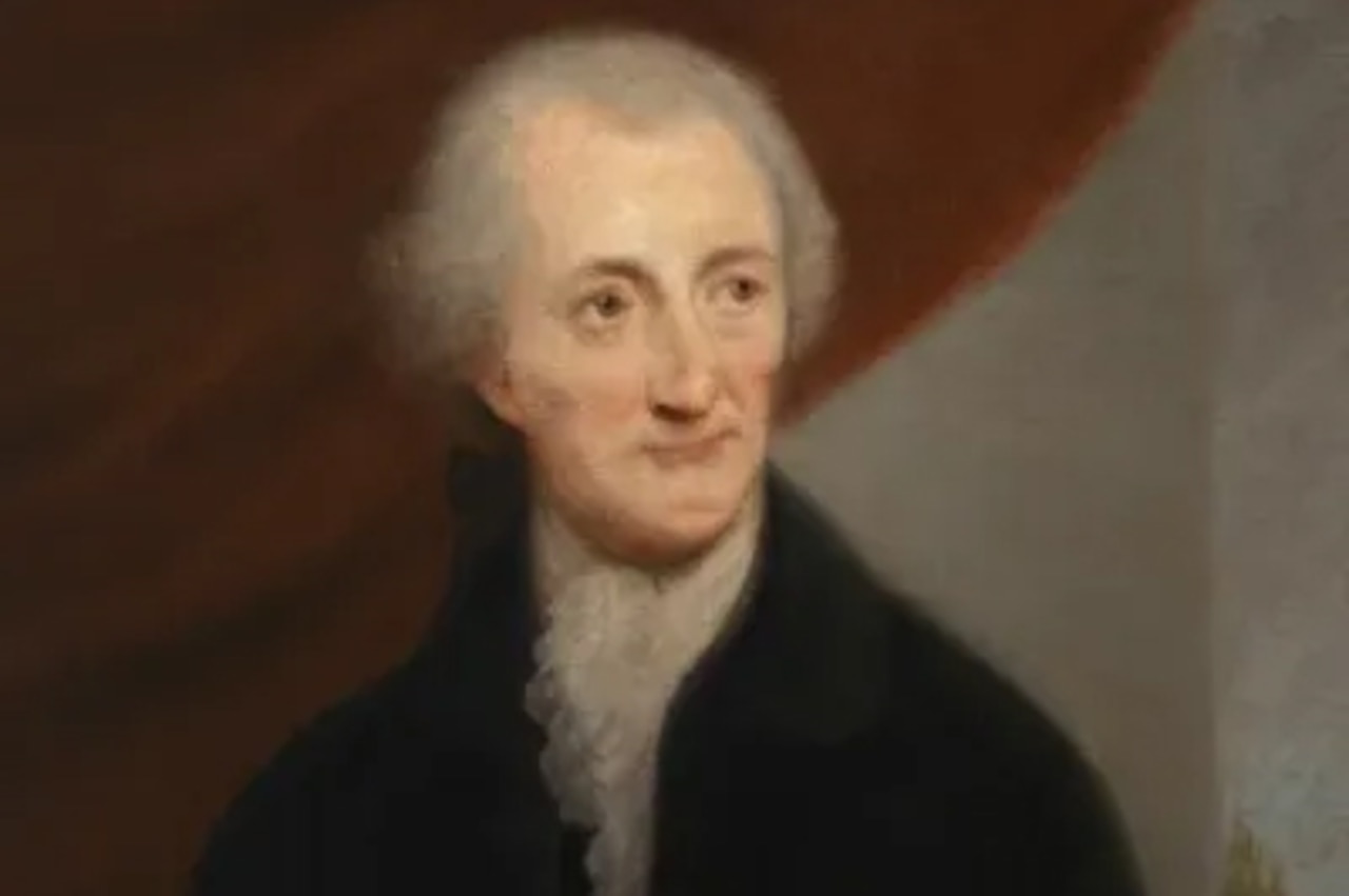 A painting depicting a man in colonial attire.