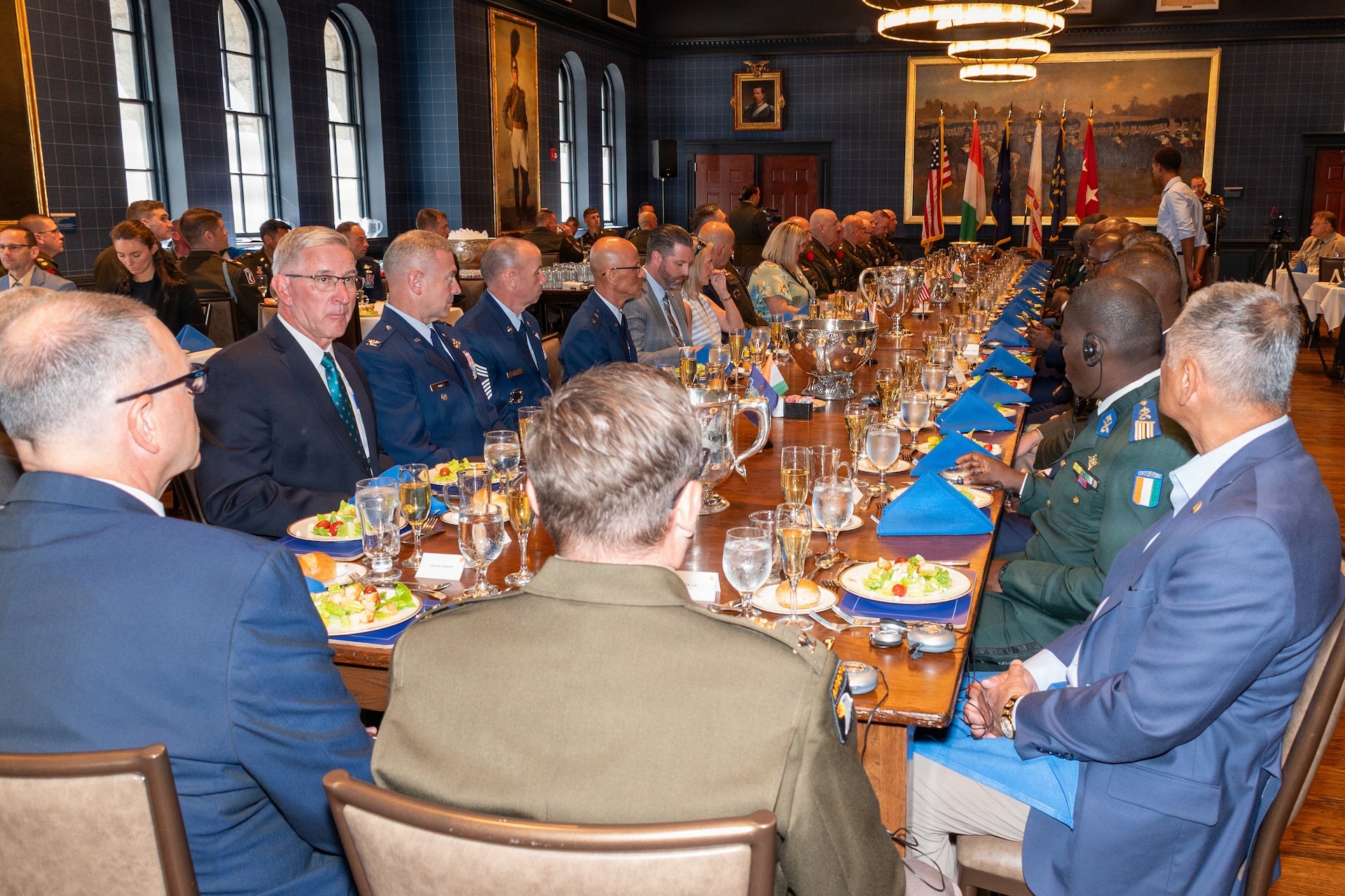 Adjutant General of Pennsylvania U.S. Army Maj. Gen. John R. Pippy and Chief of the General Staff of the Côte d'Ivoire Armed Forces Gen. Lassina Doumbia sign the official State Partnership Program agreement during a ceremony at the 23rd Street Armory in Philadelphia, June 25, 2026. The partnership focuses on sharing operational and crisis management skills while fostering indirect economic synergies between the two regions. (U.S. Army National Guard photo by Wayne V. Hall)