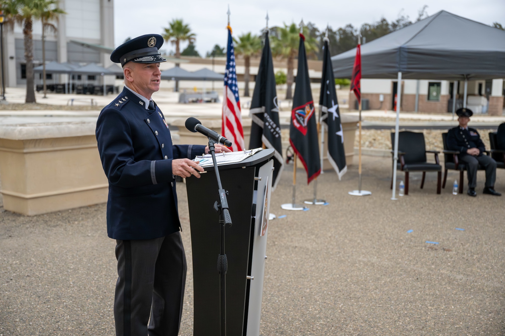 Military Officers perform change of command ceremony