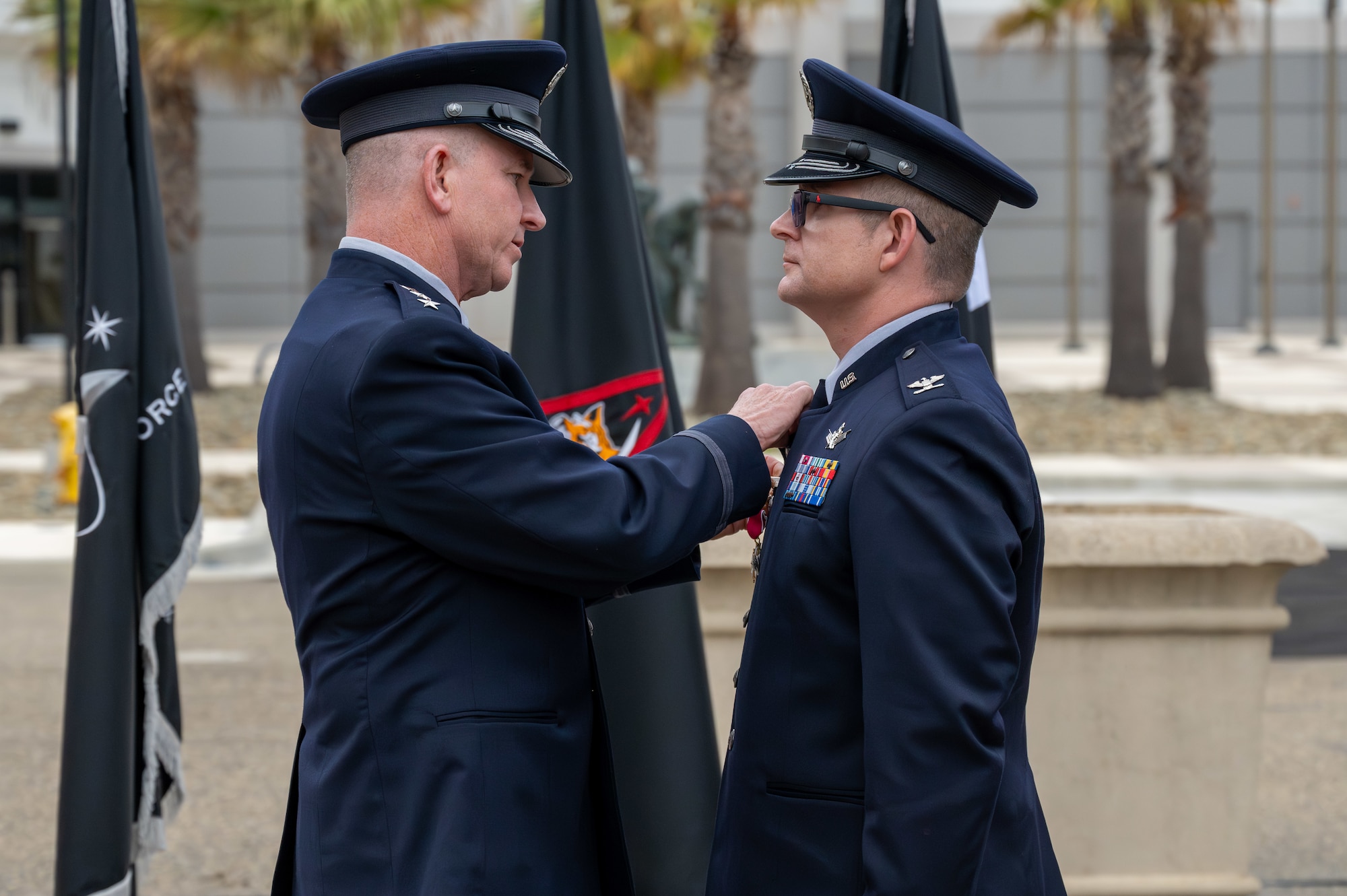 Military Officers perform change of command ceremony