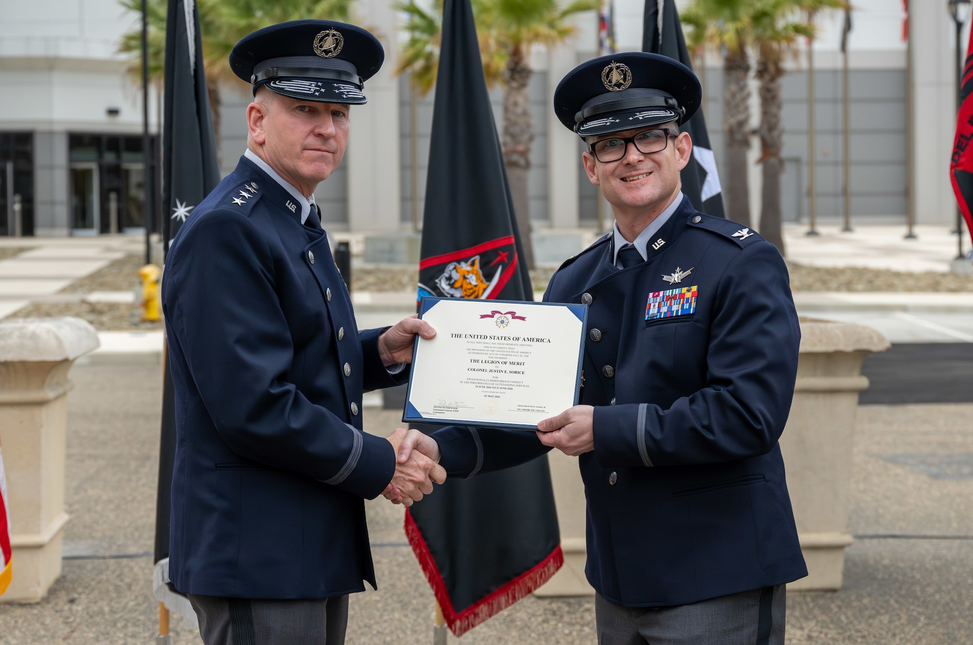 Military Officers perform change of command ceremony