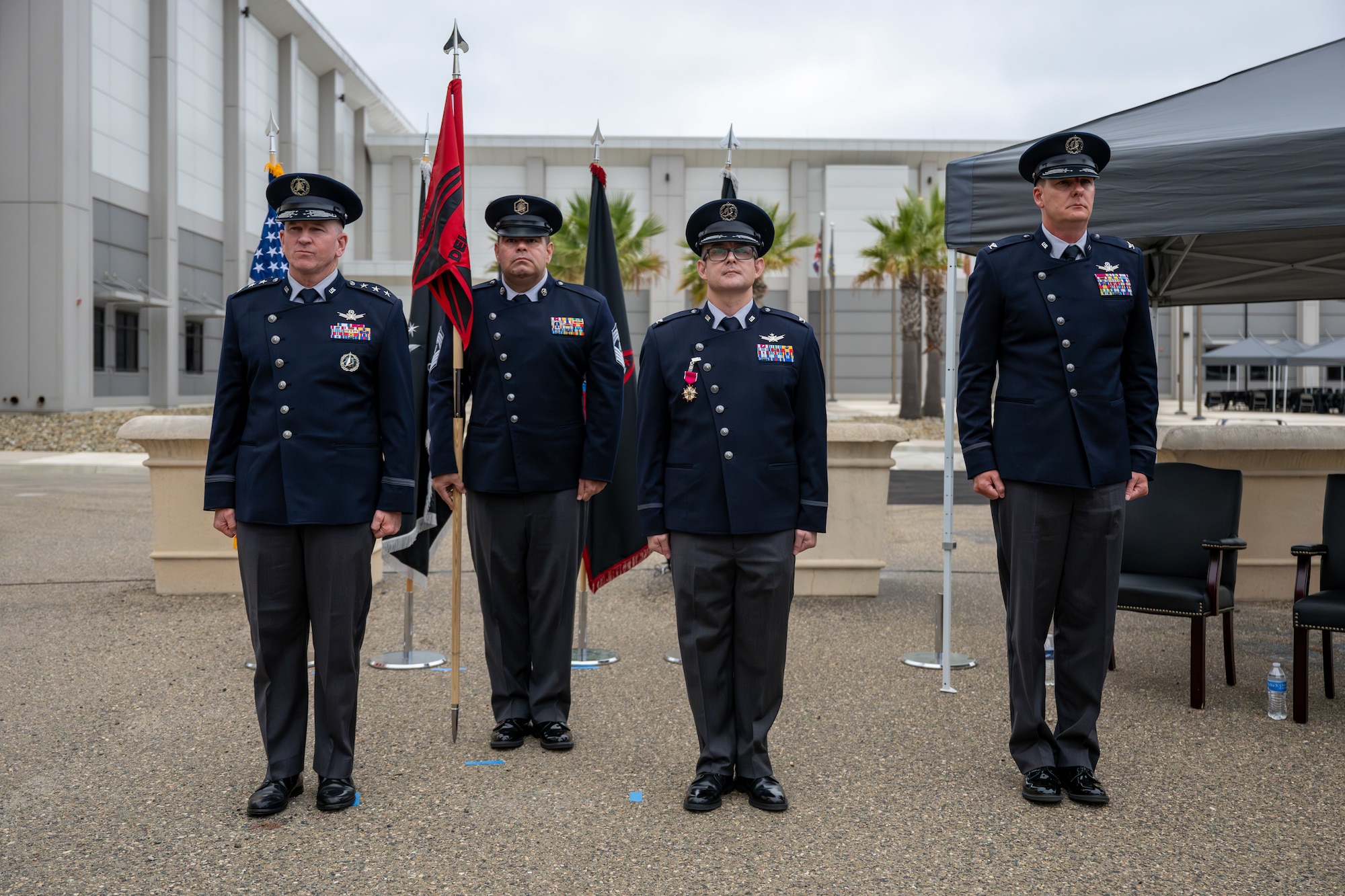 Military Officers perform change of command ceremony