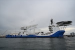 Homeland Security Cutter-Ocean is moored at U.S. Coast Guard Base Miami Beach, Florida, June 26, 2026. Cutter Ocean will serve as the first vessel contracted in a new initiative using commercial vessels to transport supplies, equipment and personnel to Coast Guard cutters operating in the Caribbean, Gulf of America, and other maritime areas in the Western Hemisphere.