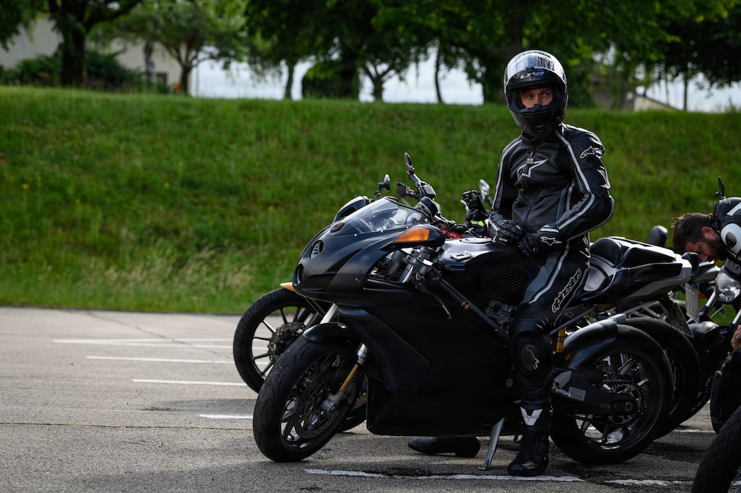 Man on a motorcycle.